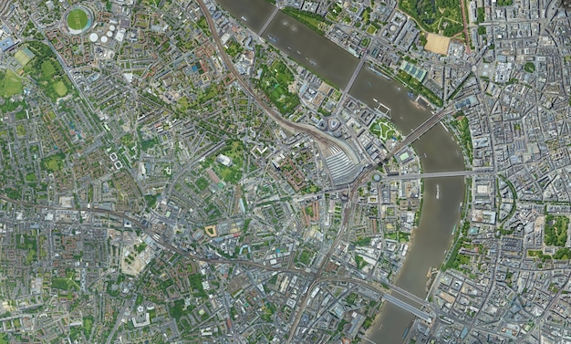 Premium Photo | Satellite top view texture over london