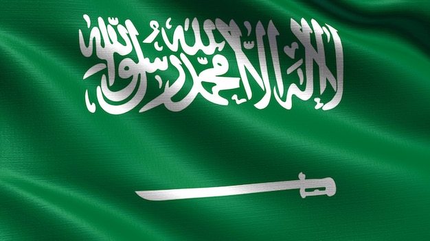 サウジアラビアの国旗 手触りの生地の質感 プレミアム写真