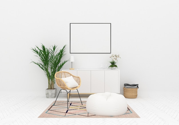 Download Premium Photo Scandinavian Interior Mockup Horizontal Artwork Background PSD Mockup Templates