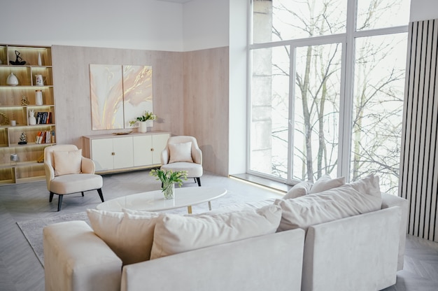 Scandinavian Style Bright Classic Modern Luxury White Living Room