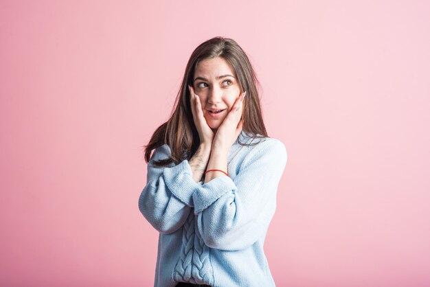 Premium Photo Scared Brunette Woman