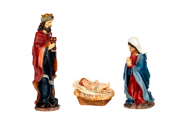 Scene of the nativity: mary, joseph and the baby jesus Photo | Premium ...