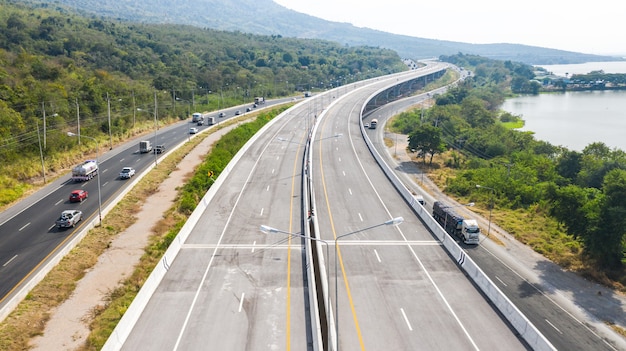 Premium Photo | Scenic aerial view of big highway, top view from drone ...