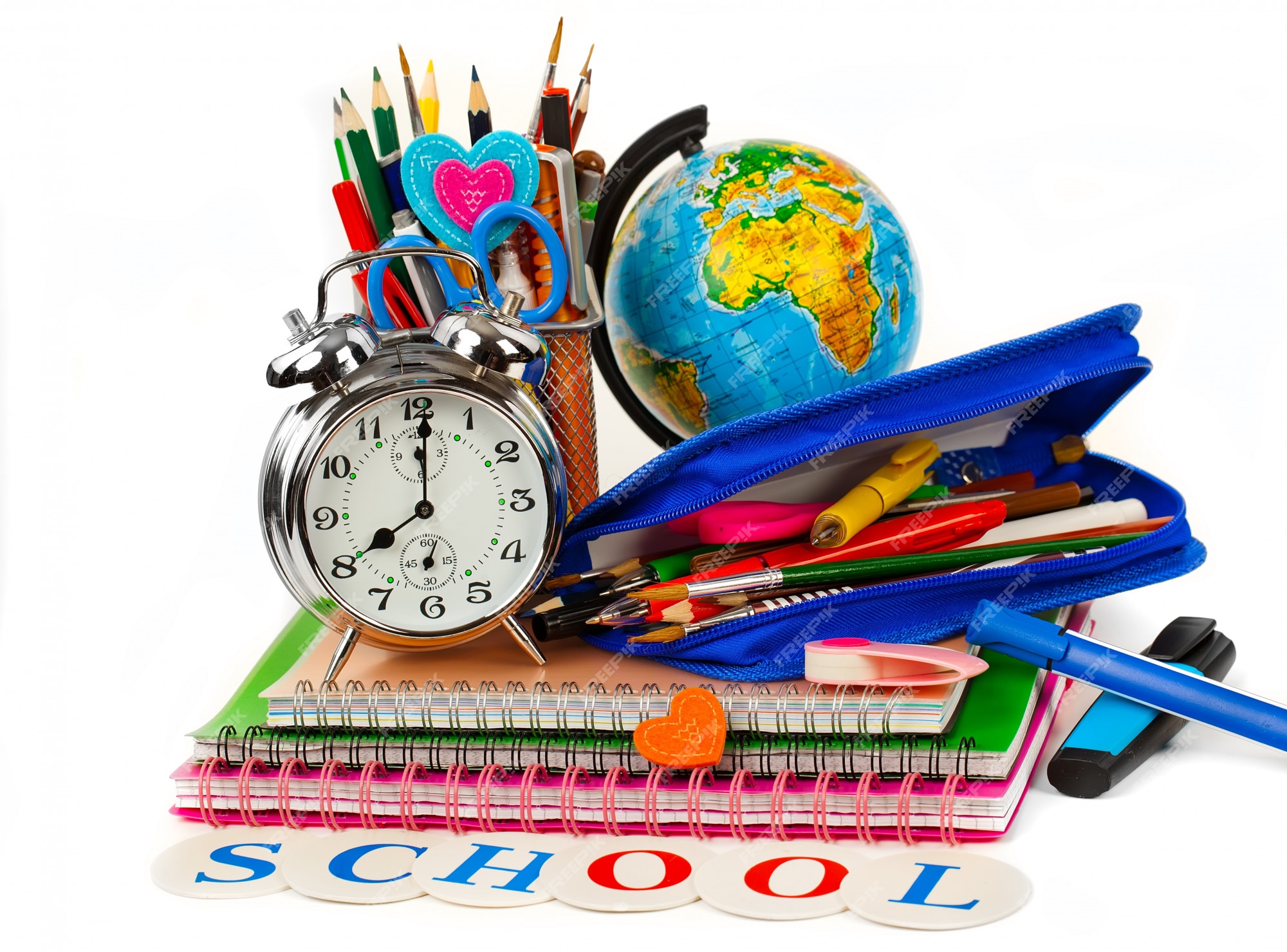 Premium Photo | School equipment on table