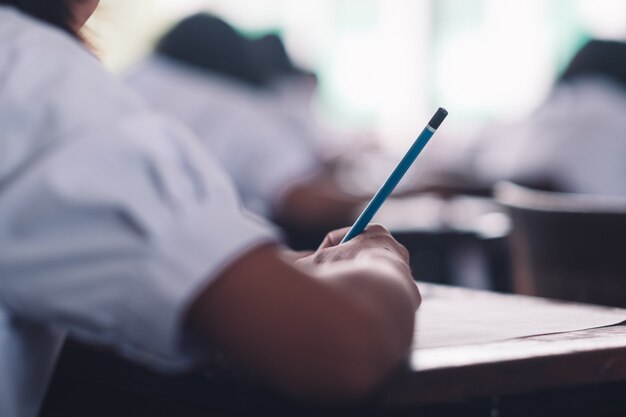 Premium Photo | School student doing educational test