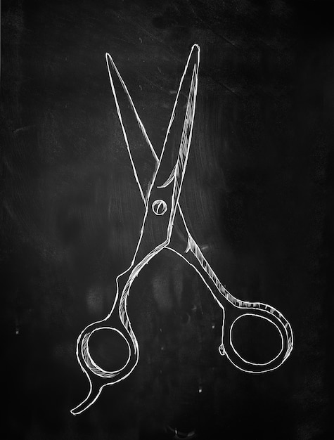 Free Photo | Scissors sketch on blackboard