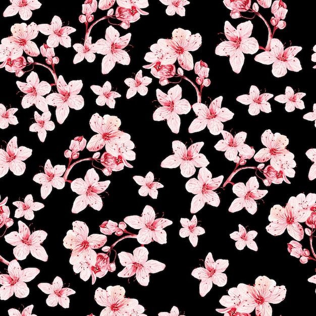 Premium Photo | Seamles pattern with japanese sakura with pink flowers