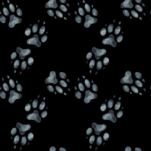 犬の足跡のシームレスパターン 水彩イラスト プレミアム写真