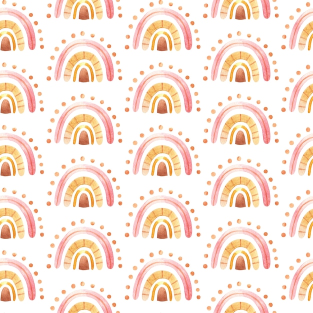 Premium Photo | Seamless pattern with boho rainbow with star in neutral ...