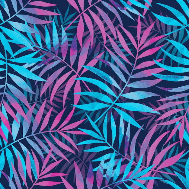 Premium Photo | Seamless pattern with bright tropical palm leaves on ...