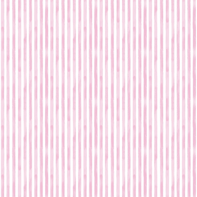 ピンクのストライプのシームレスなパターン 水彩の手描きのピンクと白の背景 壁紙 ラッピング テキスタイル ファブリック プレミアム写真