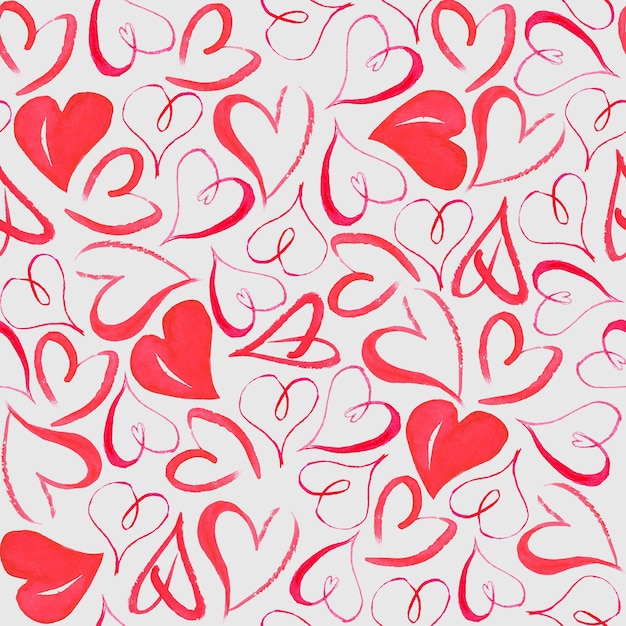 Premium Photo | Seamless pattern with watercolor hand drawn hearts on a ...