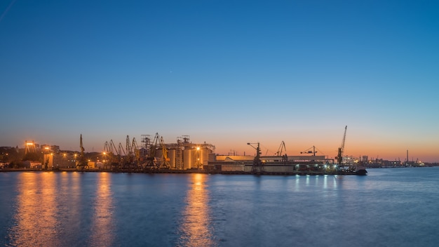 Premium Photo | Seaport at sunset