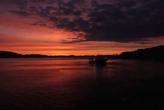 Premium Photo Seascape After Sunset In Bergen Norway Ship In Sea In