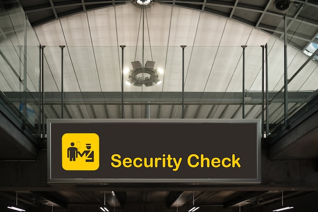 Premium Photo | Security Check Within Airport Sign.