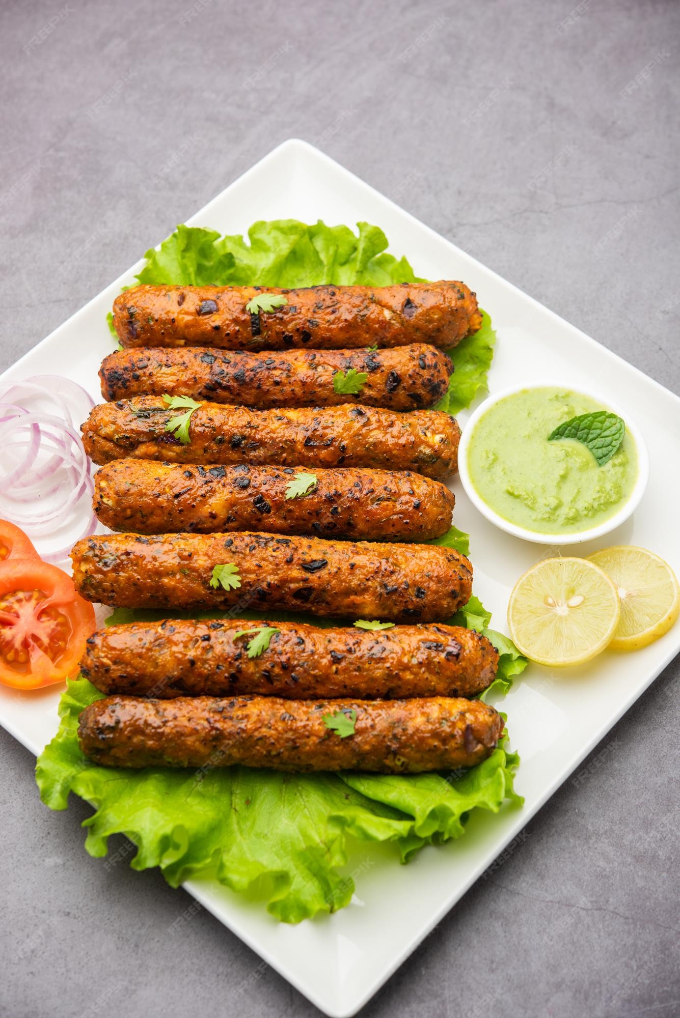 Premium Photo | Seekh kabab made with minced chicken or mutton keema ...