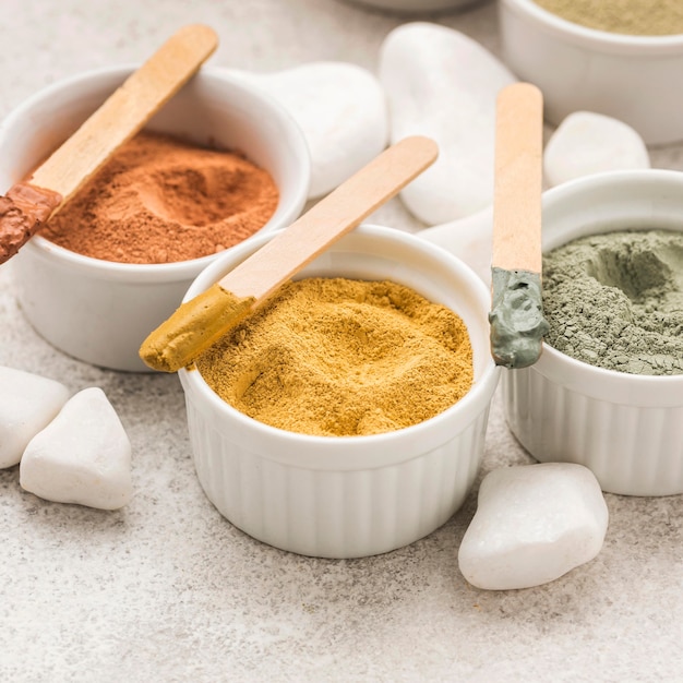 Free Photo | Selection of fine powders in bowls