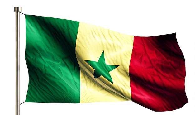 セネガル国旗孤立した3d白い背景 無料の写真