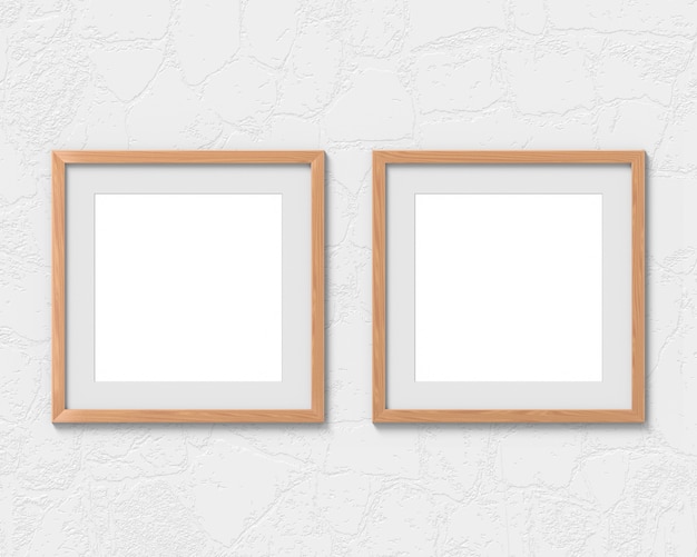 Premium Photo | Square Wooden Frames Mockup Hanging On The Wall