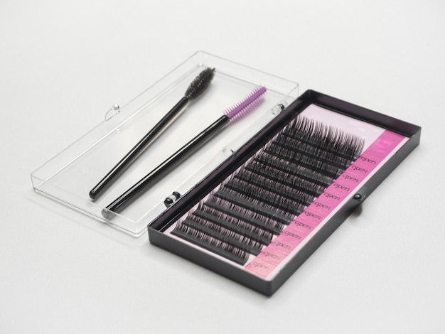 Set of artificial eyelashes for extensions. Premium Photo