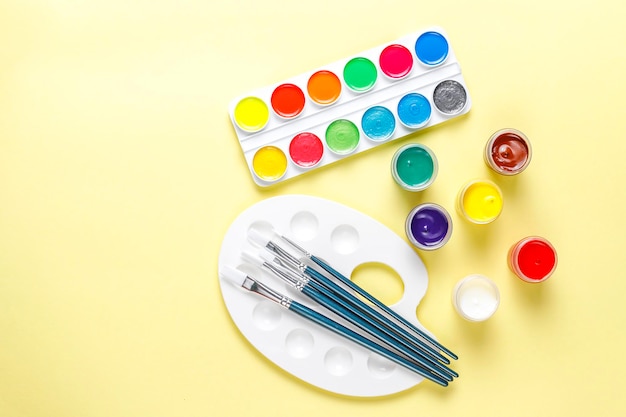 Free Photo | Set of colorful accessories for painting and drawing.