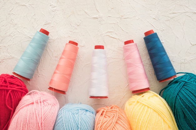 Set of colorful threads and yarn Free Photo