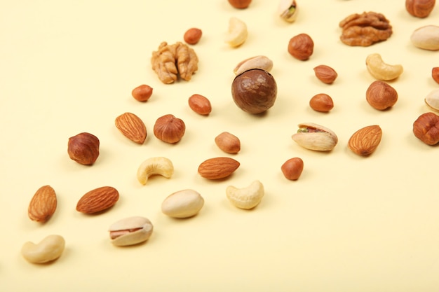 Premium Photo | A set of different nuts on the table