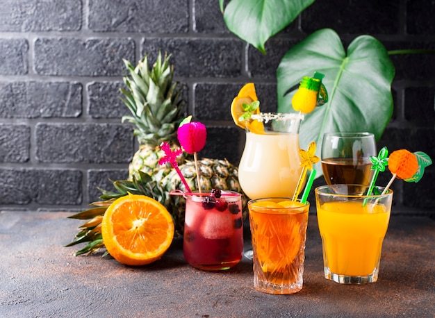 Premium Photo Set Of Different Summer Cocktails