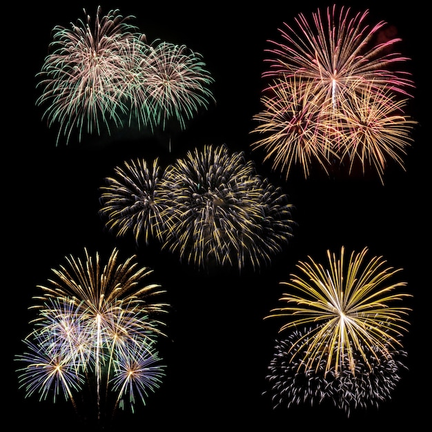 Free Photo | Set of fireworks isolated on black background