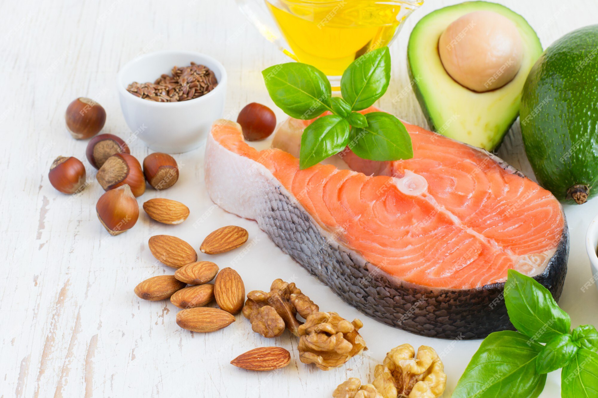 Premium Photo | Set of food with high content of healthy fats and omega 3.