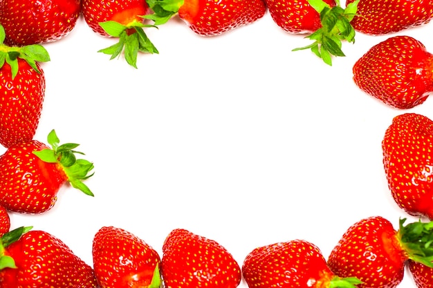 Premium Photo A Set Of Fresh Strawberry Isolated On White Background