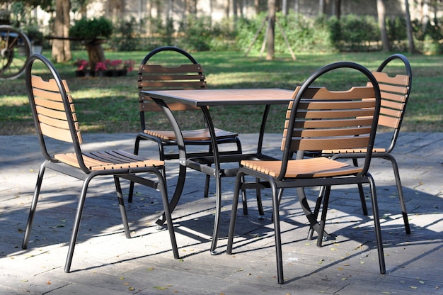 Premium Photo Set Of Furniture Table, Outdoor Party Chairs