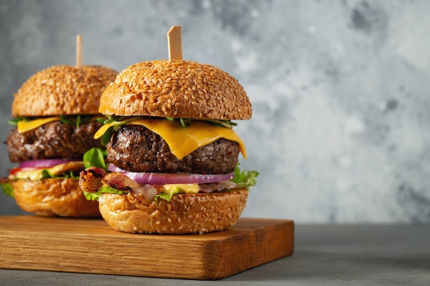 Premium Photo | A set of homemade delicious burgers.