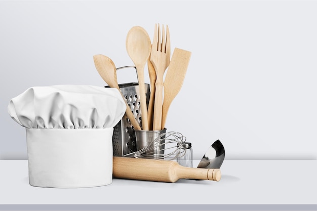 Premium Photo | Set of kitchen utensils on background