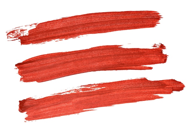 Premium Photo | Set of red acryl brush strokes isolated on the white ...