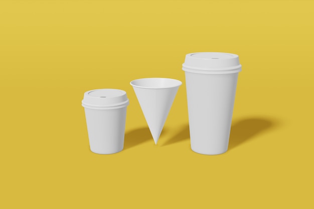 Download Set of three white paper mockup cups of different sizes ...