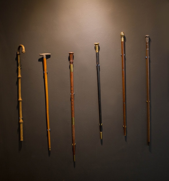 Premium Photo | Set of walking sticks and elbow crutches