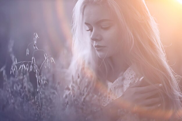 Premium Photo | Sexy girl in a hay in the field / beautiful young girl