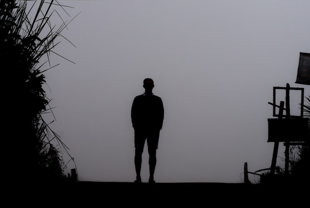 Shadow of men in fog | Premium Photo