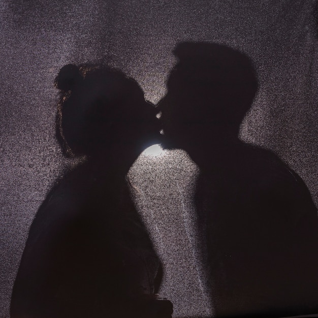 かわいいキスカップルの影 無料の写真