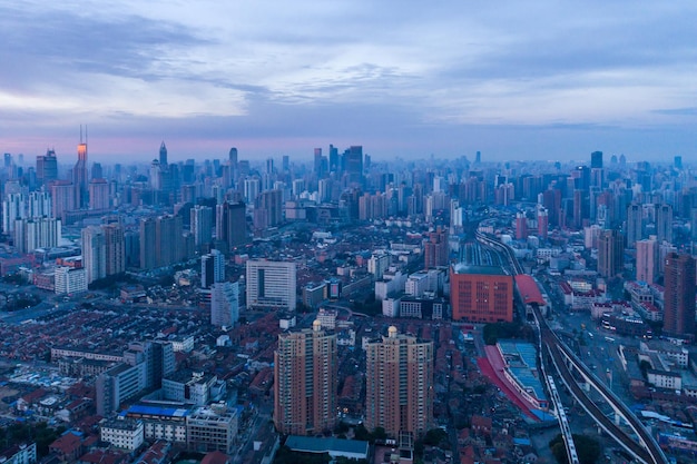 Premium Photo | Shanghai skyline in the morning. puxi district. aerial ...