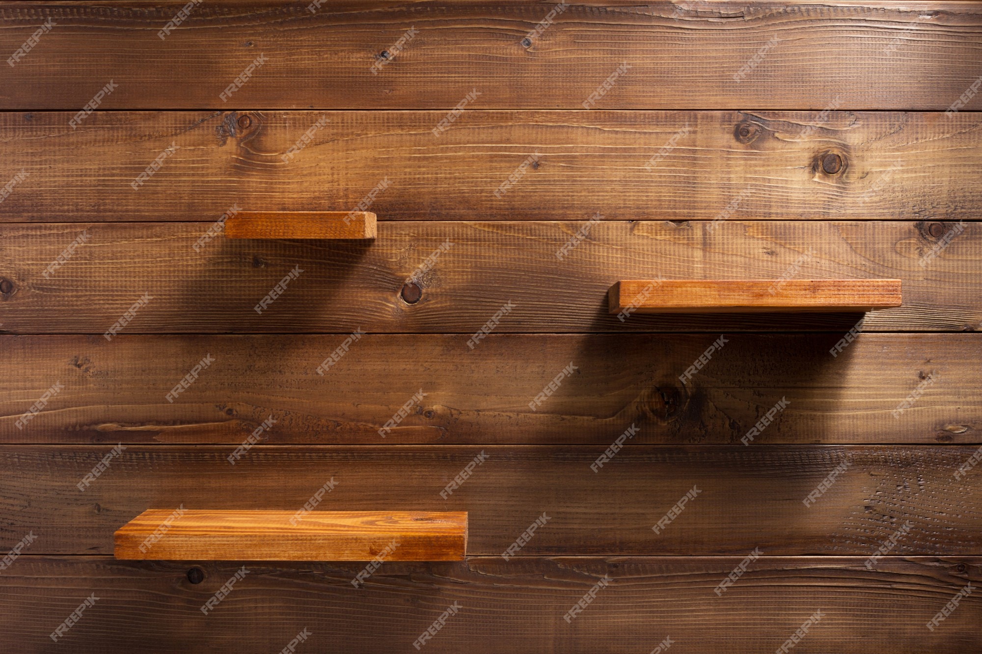 Premium Photo | Shelf on wooden wall background texture