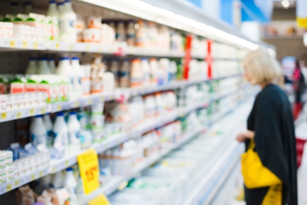 Download Premium Photo Shelves With Milk Products At Grocery Store