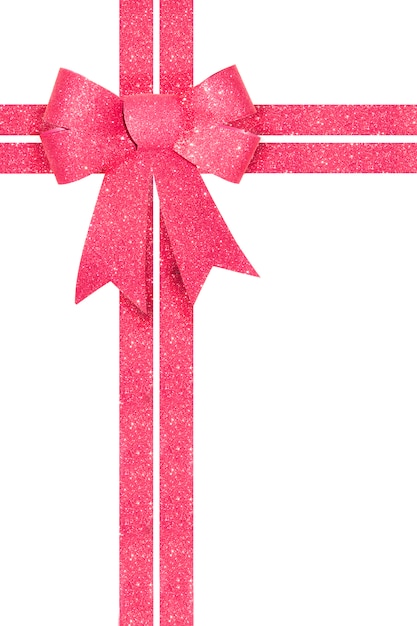 Premium Photo | Shiny pink gift bow with ribbon isolated on white.