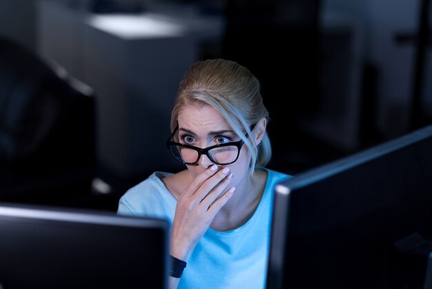 Premium Photo | Shocking information. young surprised shocked ...
