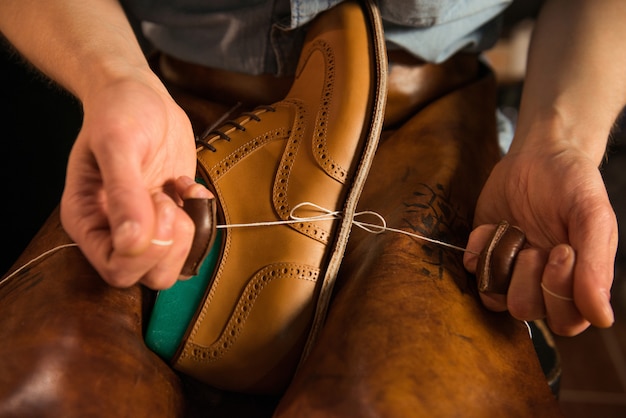 Shoemaker In Workshop Making Shoes Free Photo 5648