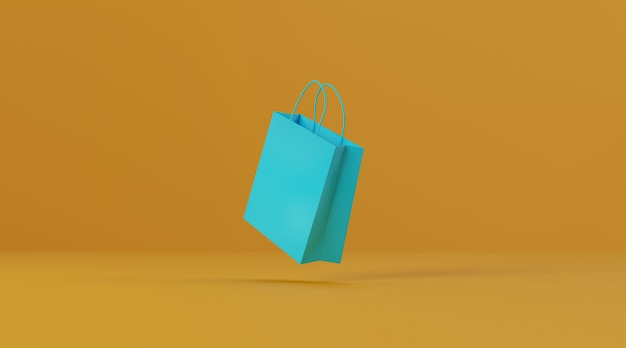 Premium Photo | Shopping bag on yellow background.