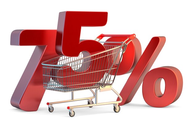 premium-photo-shopping-cart-with-75-percent-discount-sign-3d