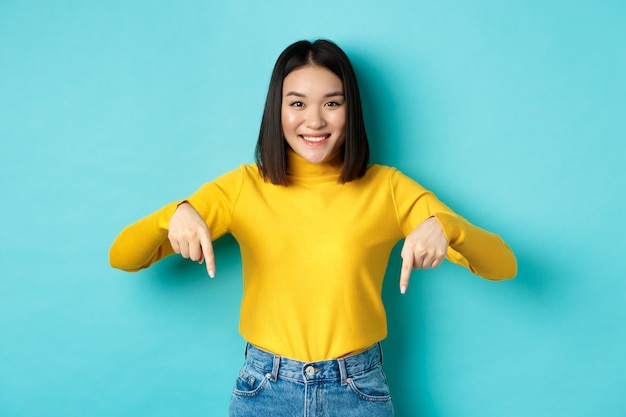 Premium Photo | Shopping concept. beautiful korean girl with happy ...