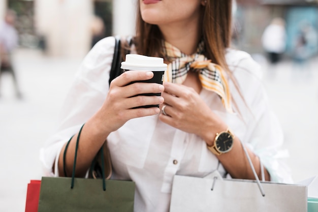 Free Photo | Shopping girl having a coffee